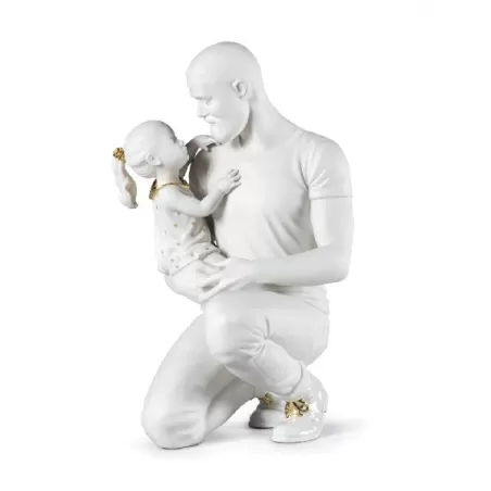 Tra le braccia di papa (bianco - oro) - Lladro