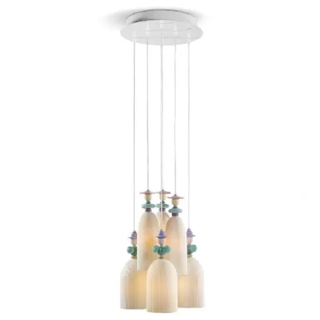 Mademoiselle Lampadario 6 luci - Ritrovo nel giardino (BC) (CE/UK) - Lladro