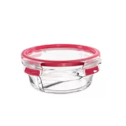 Clip & Close Vetro, Contenitore salvafreschezza rotondo con divisorio 0,55 lt. - Emsa