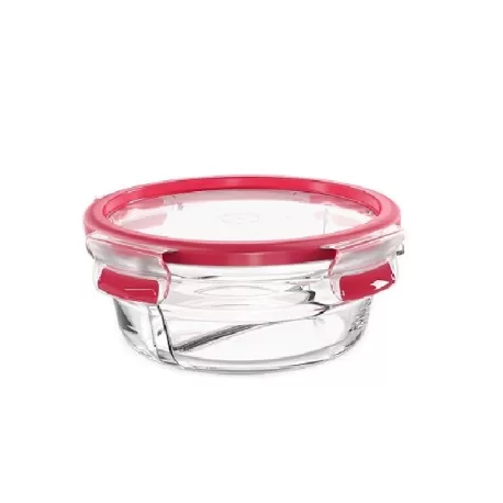 Clip & Close Vetro, Contenitore salvafreschezza rotondo con divisorio 0,55 lt. - Emsa