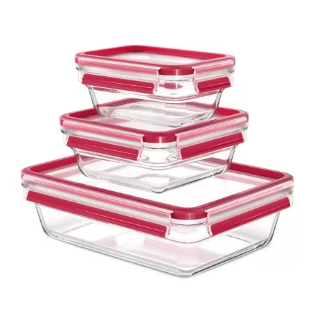 Clip & Close Vetro, Contenitore salvafreschezza set 0,45/0,8/2,0 lt. - Emsa