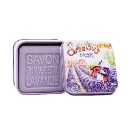 Scatola di metallo "Raccolta di lavanda" e sapone Gr.100, Scenes de vie - La Savonnerie de Nyons