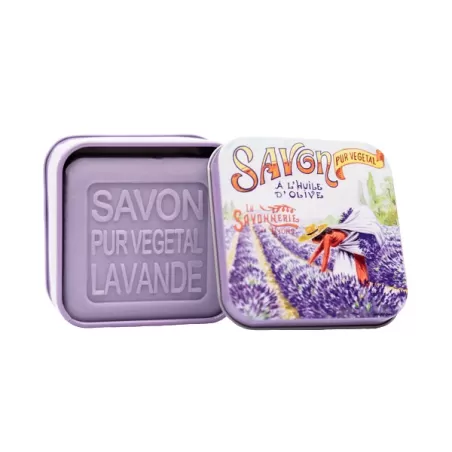 Scatola di metallo "Raccolta di lavanda" e sapone Gr.100, Scenes de vie - La Savonnerie de Nyons