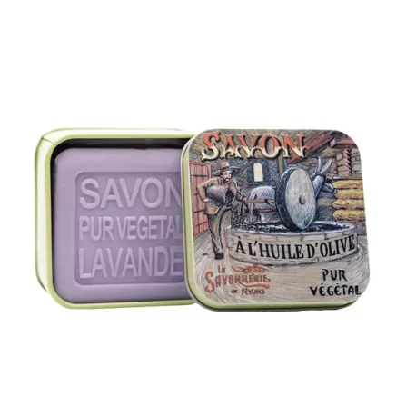 Scatola di metallo "Raccolta di lavanda" e sapone Gr.100, Scenes de vie - La Savonnerie de Nyons