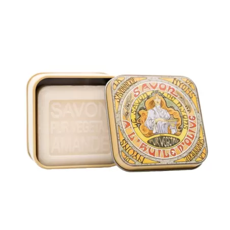Scatola di metallo "Mucha 1" e sapone Gr.100, Mucha - La Savonnerie de Nyons