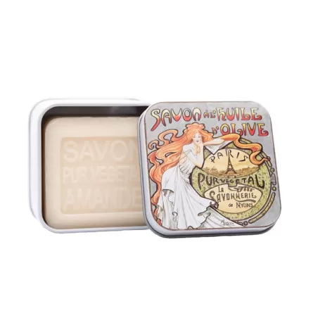 Scatola di metallo "Mucha 2" e sapone Gr.100, Mucha - La Savonnerie de Nyons