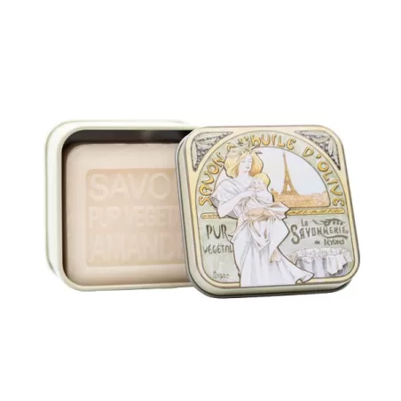Scatola di metallo "Mucha 3" e sapone Gr.100, Mucha - La Savonnerie de Nyons
