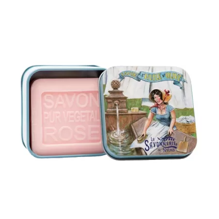 Scatola di metallo "Lavandaia" e sapone Gr.100, La menagere - La Savonnerie de Nyons