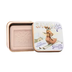 Scatola di metallo "Le Ski" e sapone Gr.100, La montagne - La Savonnerie de Nyons