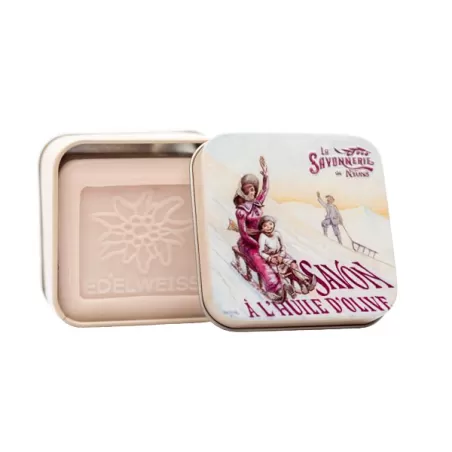 Scatola di metallo "La Luge" e sapone Gr.100, La montagne - La Savonnerie de Nyons