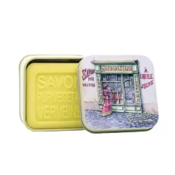 Scatola di metallo "Erboristeria" e sapone Gr.100, Boutiques anciennes - La Savonnerie de Nyons