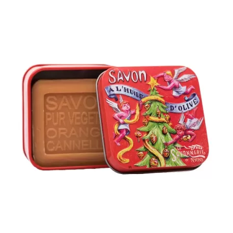 Scatola di metallo "Abete" e sapone Gr.100, Christmas 2 - La Savonnerie de Nyons