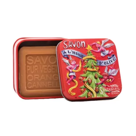 Scatola di metallo "Abete" e sapone Gr.100, Christmas 2 - La Savonnerie de Nyons