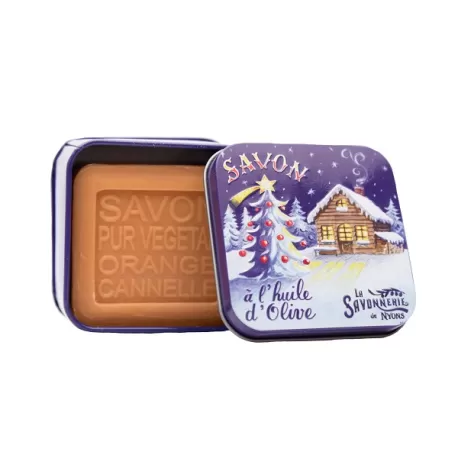 Scatola di metallo "Babbo Natale al Bagno" e sapone Gr.100, Christmas 2 - La Savonnerie de Nyons