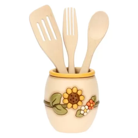 Portamestoli con mestoli in legno Country - Thun