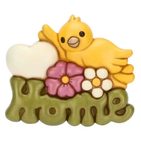 Formella con scritta "Home" uccellino giallo Racconti d'Autunno, grande - Thun