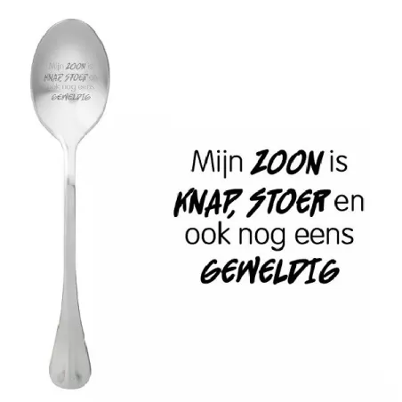 Cucchiaio con messaggio - Mio figlio è bello, duro, fantastico - One Message Spoon