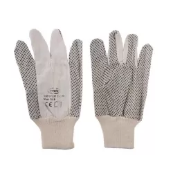 Guanti cotone puntinati grigi 8