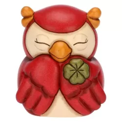 Gufo Lucky rosso con quadrifoglio Racconti d'Autunno - Thun