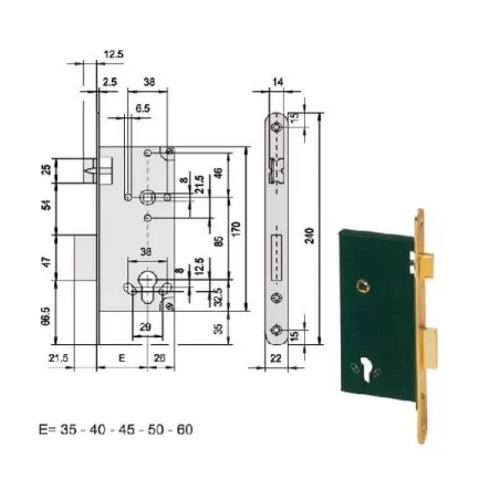 Serratura infilare legno 5c631-35-0 cisa