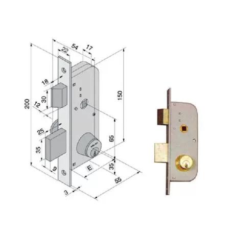 Serratura infilare ferro 605.00.00 060.30.00.0 welka