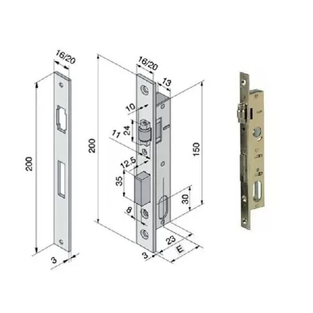 Serratura infilare alluminio  F16 110.15.01.0 welka