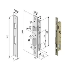 Serratura infilare alluminio  F16 111.15.01.0 welka