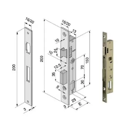Serratura infilare alluminio  F16 111.15.01.0 welka