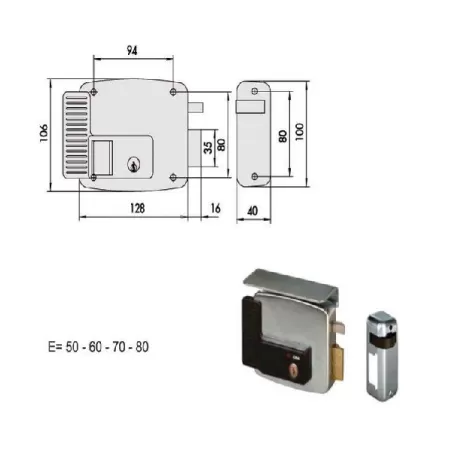 Elettroserratura applicare ferro destra dx 11721-50-1 cisa