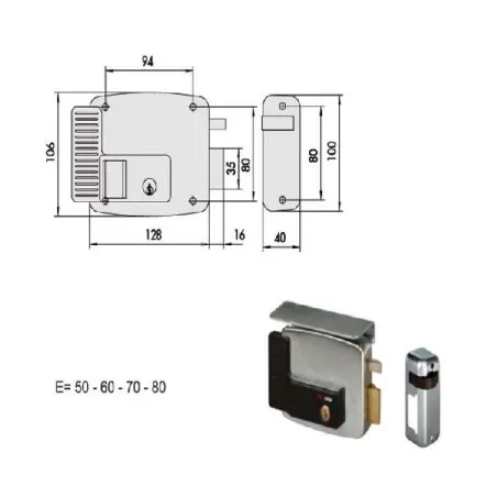 Elettroserratura applicare ferro destra dx 11721-60-1 cisa