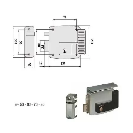 Elettroserratura applicare ferro sinistra sx 11721-80-2 cisa