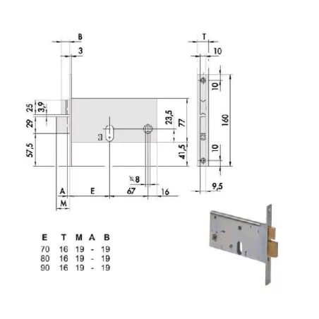 Serratura infilare alluminio  44460-70-0 cisa