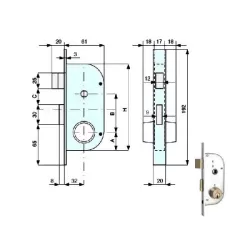 Serratura infilare ferro Mm.20 E32 013-20-0 147320 mg