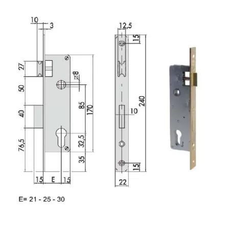 Serratura infilare legno 5c011-30-0 cisa