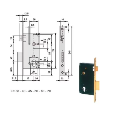 Serratura infilare legno 5c611-40-0 cisa
