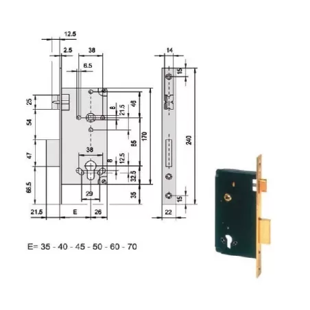 Serratura infilare legno 5c611-45-0 cisa