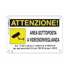 Cartello area videosorveglianza Cm.30x20 plastica