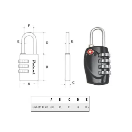 Lucchetto lega a combinazione Mm.30