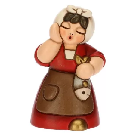 Donna con pesce presepe classico, rosso - Thun