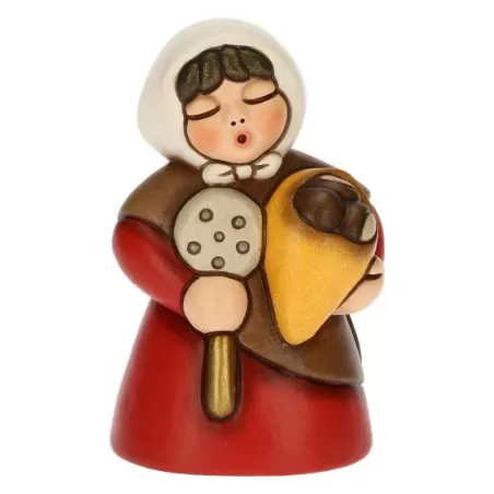 Donna con castagne presepe classico, rosso - Thun
