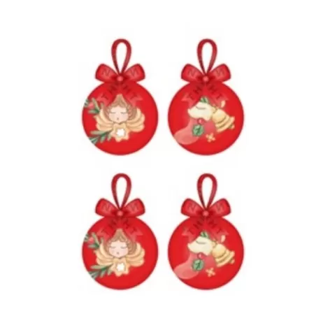 Set 4 palline di Natale rosse in poliestere, piccole - Thun