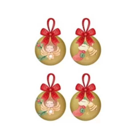 Set 4 palline di Natale oro in poliestere, piccole - Thun