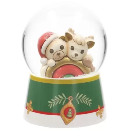 Boule de neige con Teddy e Renna Robin con arcobaleno Desideri di Natale, grande - Thun
