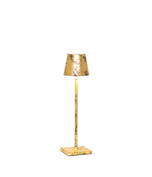 Lampada Poldina Pro Micro, Nero - Foglia color oro craquelé - Zaffe