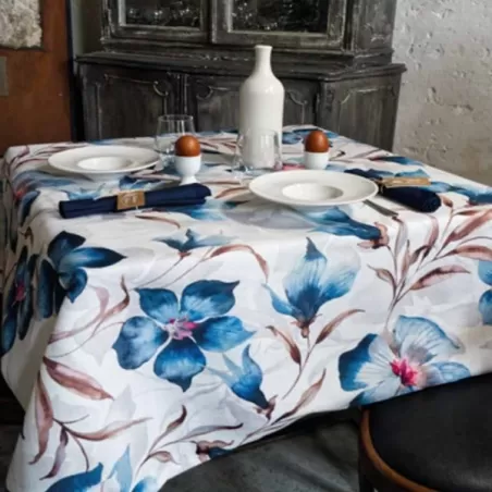 Passione blu, Tovaglia antimacchia Cm.240x150, 12 posti - Wosde