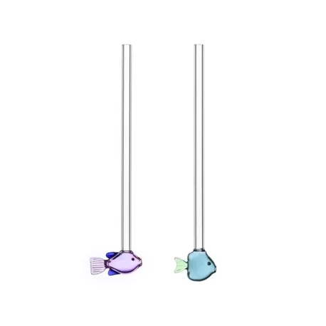 Marine garden, 2 cannucce pesci lilla e verde + spazzola - Ichendorf