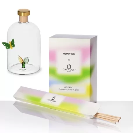 Memories, Profumatori + fragranza, Profumatore farfalla e foglie 500 ml + fragranza lavanda + bastoncini - Ichendorf