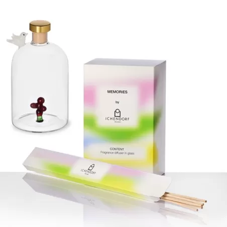 Memories, Profumatori + fragranza, Profumatore uccellino e bacche 500 ml + fragranza bamboo + bastoncini - Ichendorf