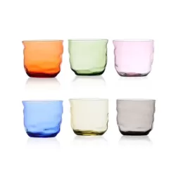 Poseidon, Set 6 tumbler assortiti smoke, arancio, ambra, verde rosa, acqua marina - Ichendorf