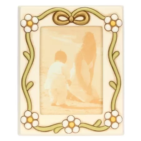 Portafoto con margherite e fiocco in ceramica, grande - Thun